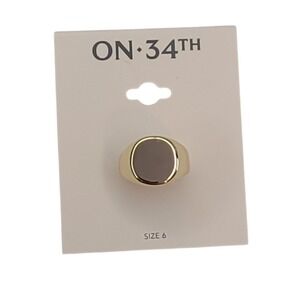 ON‎ 34TH Gold Tone Oval Signet Ring Size 6 7 10 Fashion Jewelry